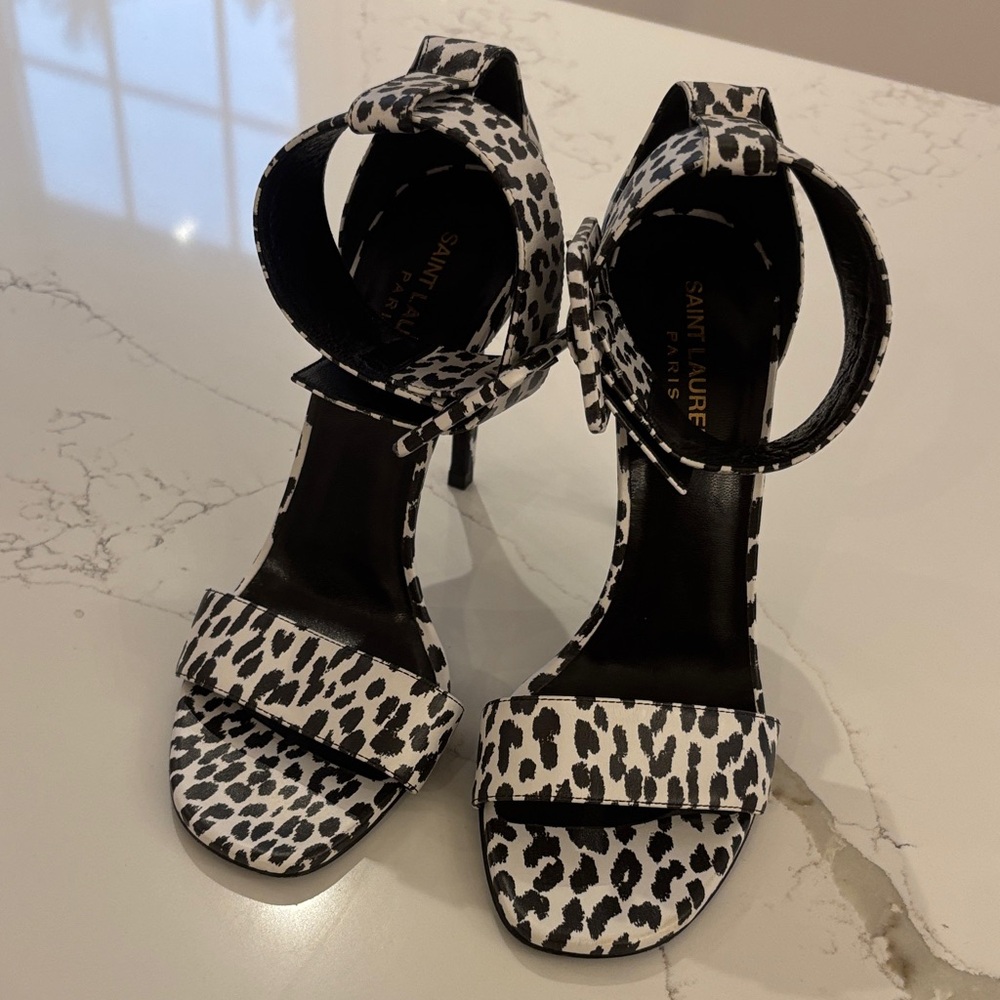 Saint Laurent Monochrome Leopard Print Heels